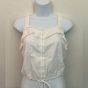 SO Bohemian Halter Top Women’s M Plaid Ruffle Tank Shirt Button Down NWT​​​